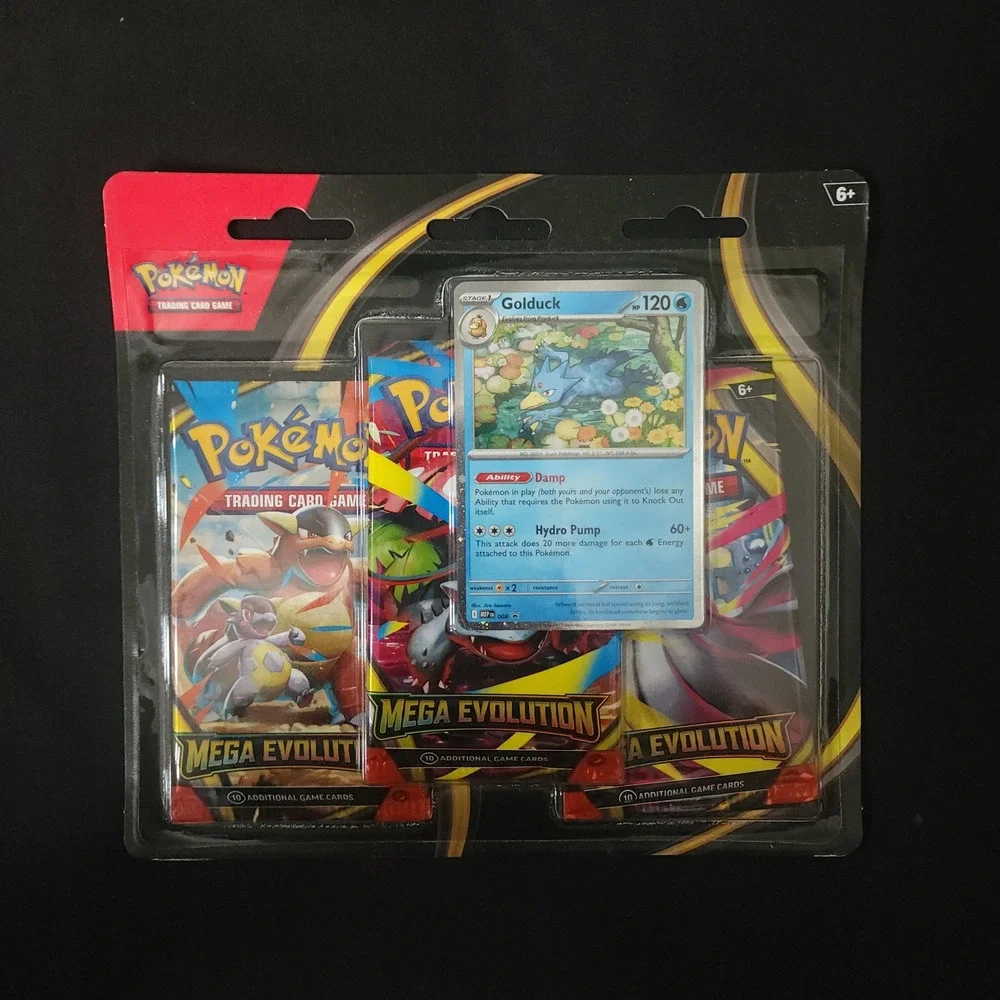 Pokemon TCG Mega Evolution 3-Pack Blister Golduck Promo Card